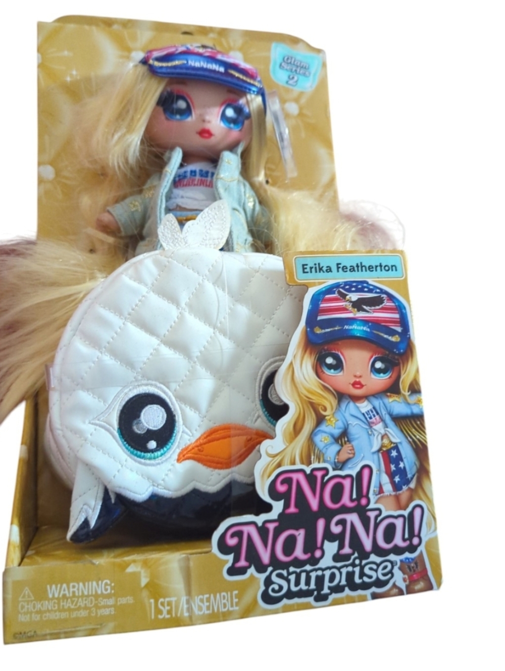Na! Na! Na! Surprise Erika Featherton Doll with White Quilted Bird Bag Brand New